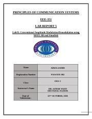 LAB REPORT 5 Autosaved Docx PRINCIPLES OF COMMUNICATION SYSTEMS EEE