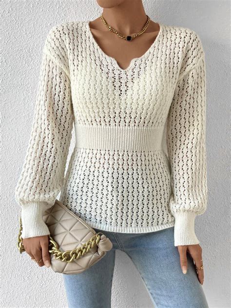 Drop Shoulder Pointelle Knit Sweater Artofit