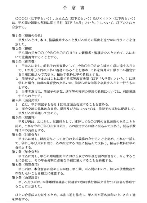 離婚協議書の書き方サンプル【弁護士解説】雛形ダウンロード 離婚の相談はデイライト法律事務所