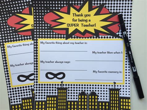 Super Hero Teacher Appreciation Printable Set Everyday Party Magazine