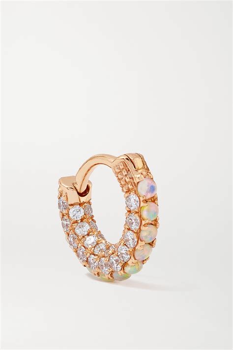 Rose Gold Mm Karat Rose Gold Opal And Diamond Hoop Earring Maria