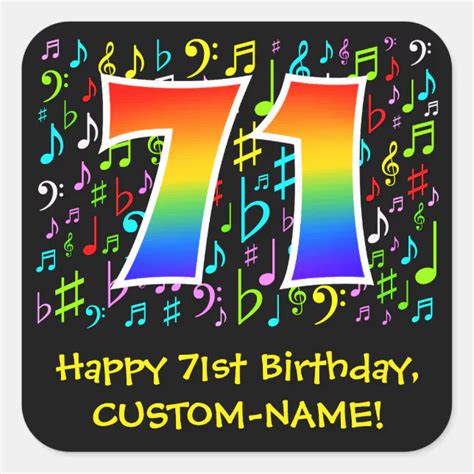 St Birthday Colorful Music Symbols Rainbow Square Sticker Zazzle