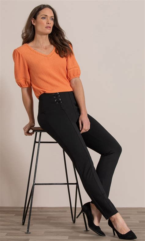 Ponte Pull On Slim Leg Trousers In Black Klass