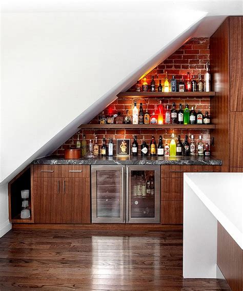 We Re Obsessed With These At Home Bars Staircase Bar Basement Bar