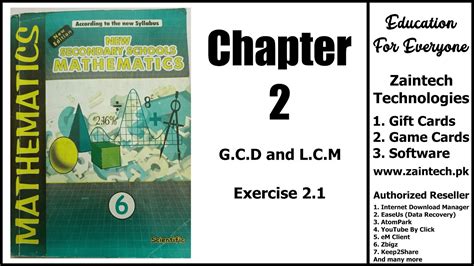 Karachi Board Maths Class 6 Chapter 2 G C D And L C M Exercise