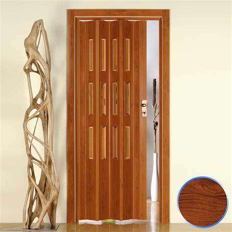 Porta A Soffietto Da Interno In PVC Ciliegio Vetro Trasparente 88 5x214