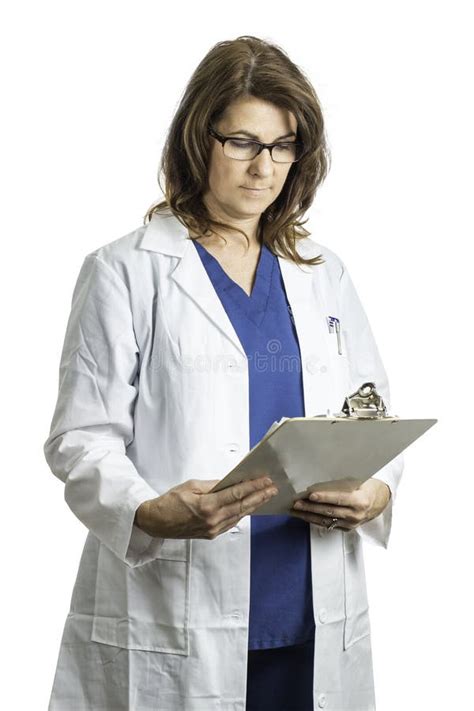 Female Doctor Wearing A Lab Coat Stock Image Image Of Scrubs Medical