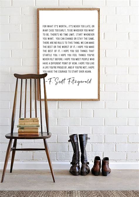 F Scott Fitzgerald For What It S Worth Quote Inspirational Etsy