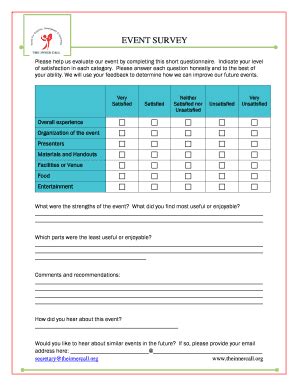 Event Satisfaction Survey Templates Pdffiller