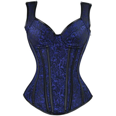 Daisy Corsets Blue Jacquard Peasant Corset 40 Liked On Polyvore Featuring Intimates And