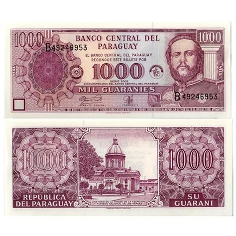 2002 Billete Paraguay 1000 Guaranies 50 Banco Central P221 SC