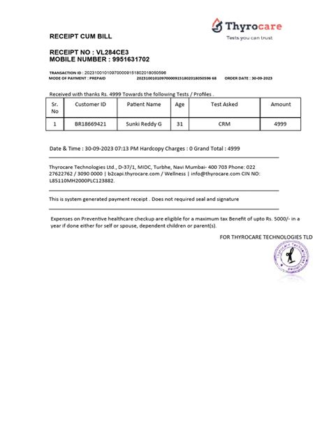 Preventive Health Check Up Tax Document Pdf