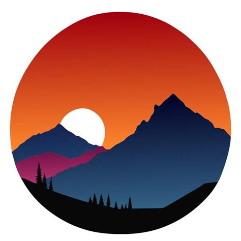 Premium Vector | Sunset and mountain vector illustration