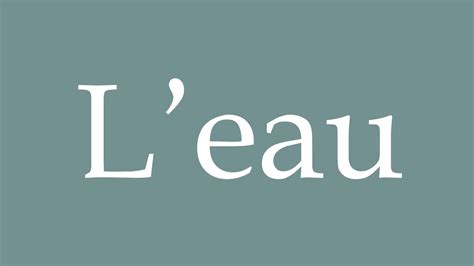 How To Pronounce Leau The Water Correctly In French YouTube