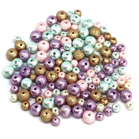 Cotton Pearls Pastel Beads Bead Mix 0713 Multi Color Beads Assortment Mixed Beads Pastel