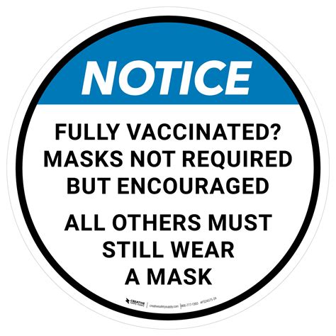 Notice Fully Vaccinated Masks Not Required But Encouraged All Others Must Still Wear A Mask