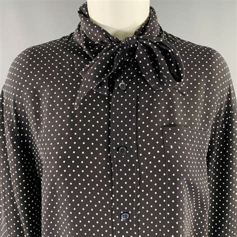 Other Black White Silk Polka Dot Bow Shirt Grailed