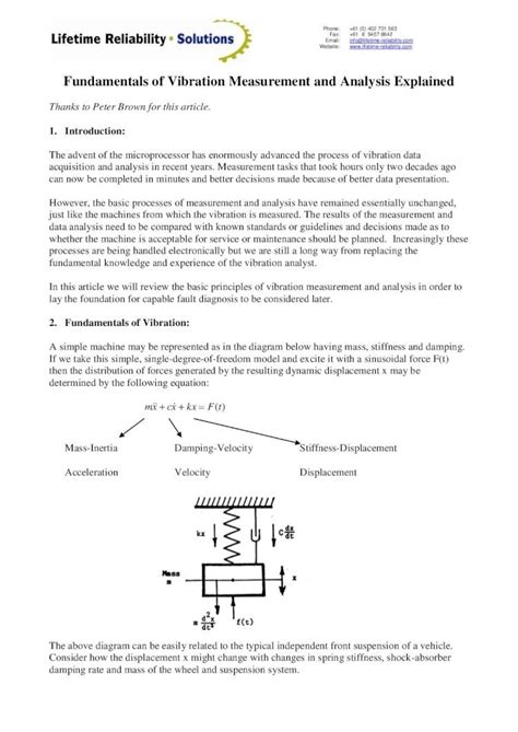 Pdf Fundamentals Of Vibrationmeasurementandanalysisexplained