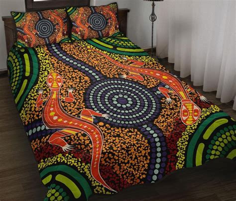 Aio Pride St Australia Quilt Bed Set Aboriginal Two Lizards Dot