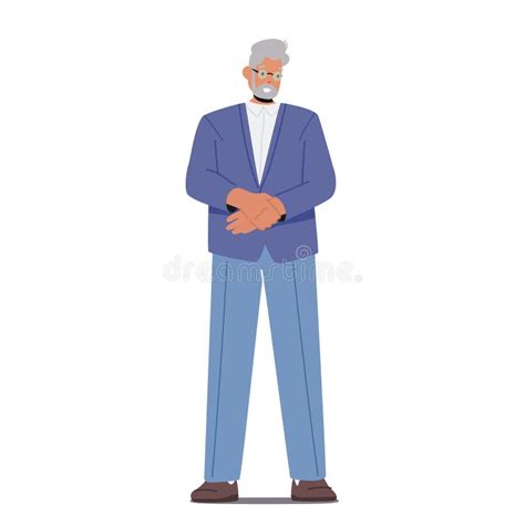 Senior Grey Haired Business Man In Formal Suit Male Character Wear