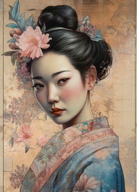 Geisha Poster Picture Metal Print Paint By Graphic Japanese