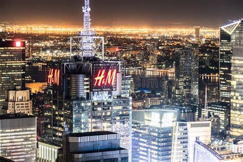 Downtown Night View Seen from the Top of the Rock Rockefeller Center ...