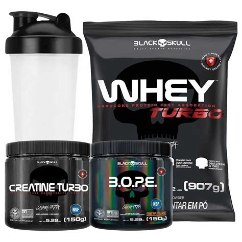 Kit Whey Turbo 900g Toffee Bope 150g Frutas Vermelhas Creatina