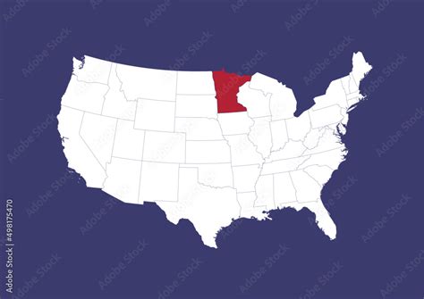 Minnesota on the United States of America map, position of Minnesota in ...