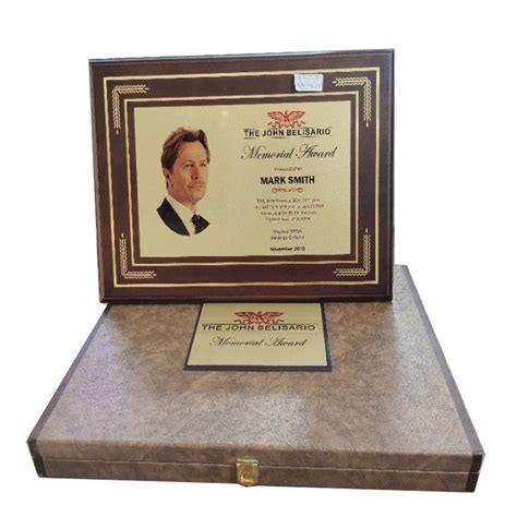 Printed Brown Wooden Certificate Memento Plaque Sra Shape