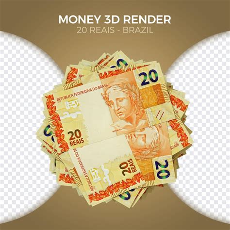 Premium PSD Stacked Brazilian Money 20 Reais Front 3d Render