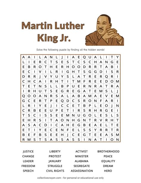 Martin Luther King Jr Word Search