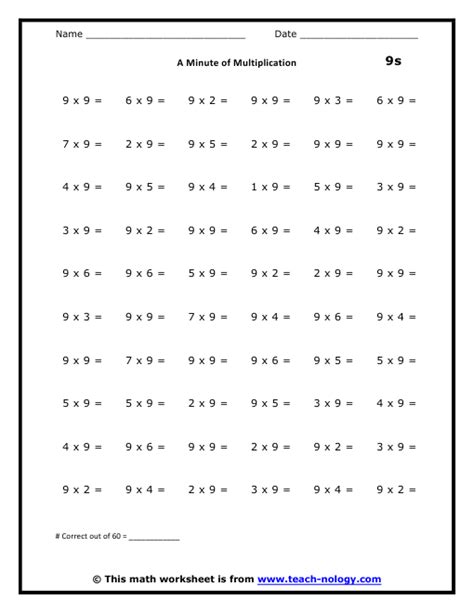 A Minute Of Multiplication With 9s