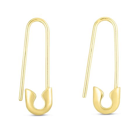 14k Yellow Gold Polished Safety Pin Earrings