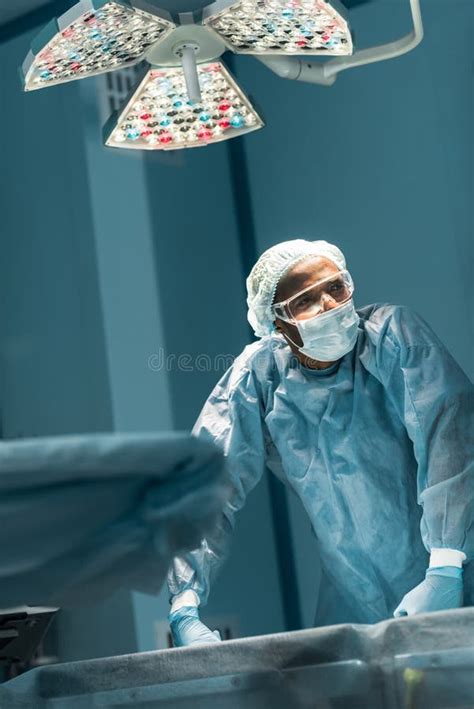 Tired African American Surgeon Looking Away Stock Photo Image Of