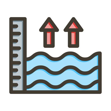 Sea Level Rise Vector Thick Line Filled Colors Icon Design 25725678