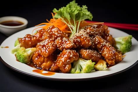 Premium Ai Image Sesame Chicken Dish