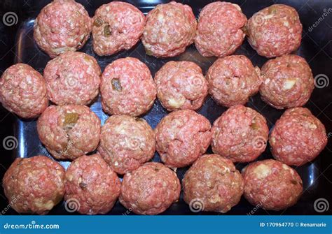 Homemade Meatballs Made with Lean Ground Beef and Spices Ready for ...