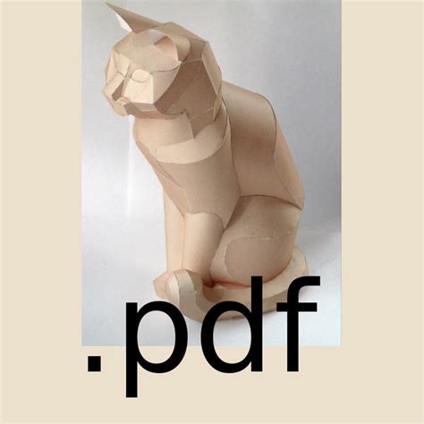 Sitting Cat Papercraft PDF DIY Template Etsy