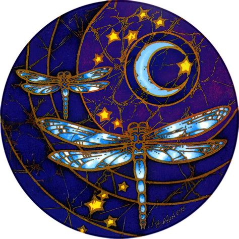 Dragonfly Moon Window Sticker Dragonfly Art Moon Decal Mandala Art