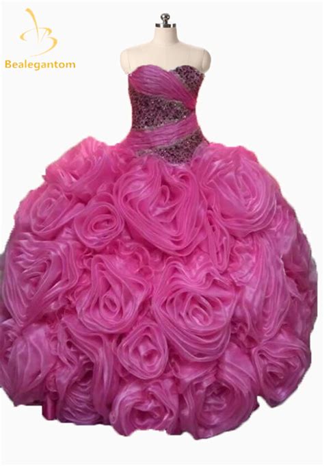 Buy 2018 Sexy Pink Quinceanera Dresses Ball Gown With