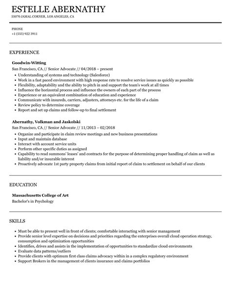 Senior Advocate Resume Samples Velvet Jobs