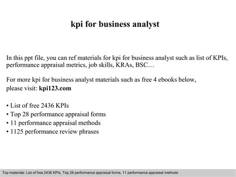 Kpi for business analyst | PPT