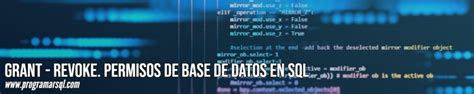 Grant Y Revoke Permisos De Base De Datos En Sql Programar Sql