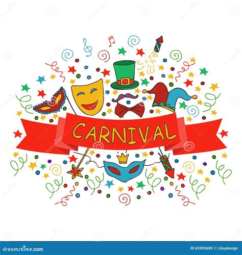 Hand Drawn Party Carnival Set Stock Vector Illustration Of Artwork