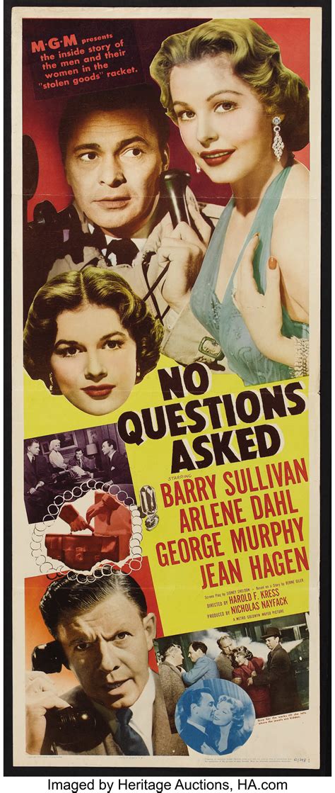 No Questions Asked Mgm 1951 Insert 14 X 36 Drama Starring