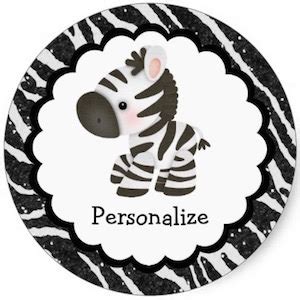 Round Personalized Zebra Stickers