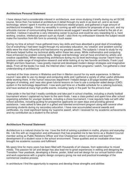 Architecture Personal Statement Design Sustainability