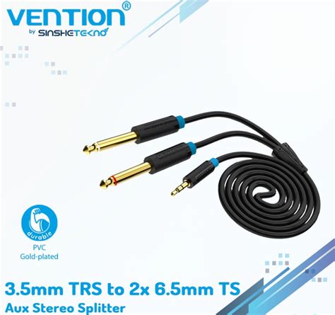 Jual VENTION Kabel Aux Splitter 3 5mm To 2x 6 5mm TRS To TS Gold Plated