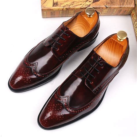 Spring Fall Brogue Men Shoes British Style Carved Genuine Leather