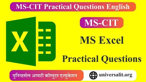 Mscit Microsoft Excel Practical Question English Ms Excel Practical